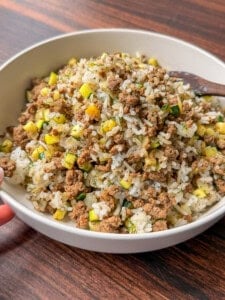 ground meat with rice and zucchini