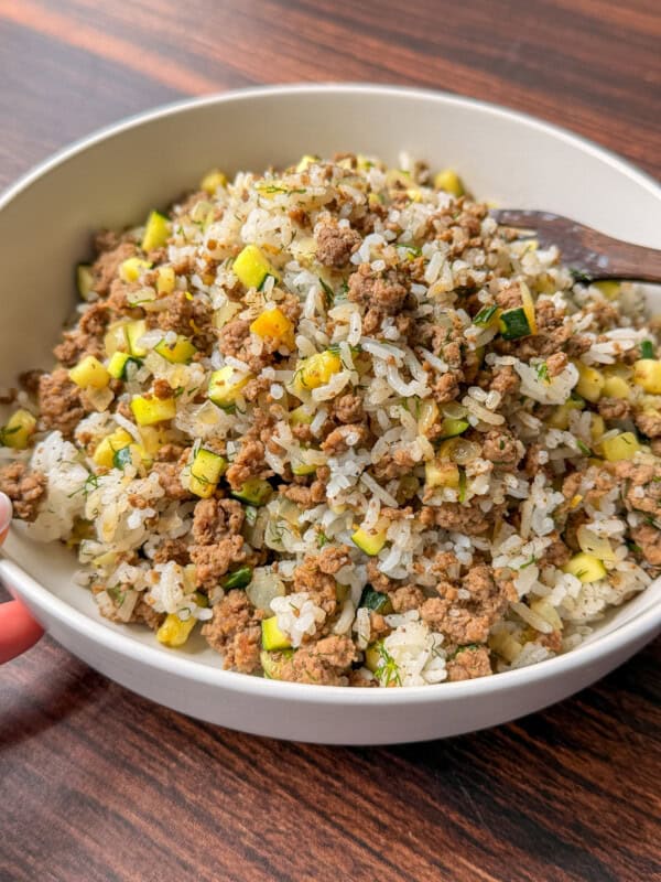 ground meat with rice and zucchini