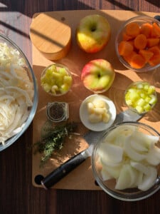 ingredients prepped for the soup
